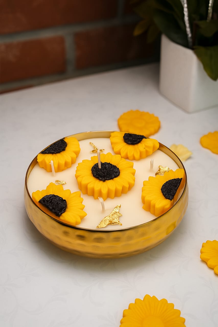 Sunflower Bloom Urli Candle