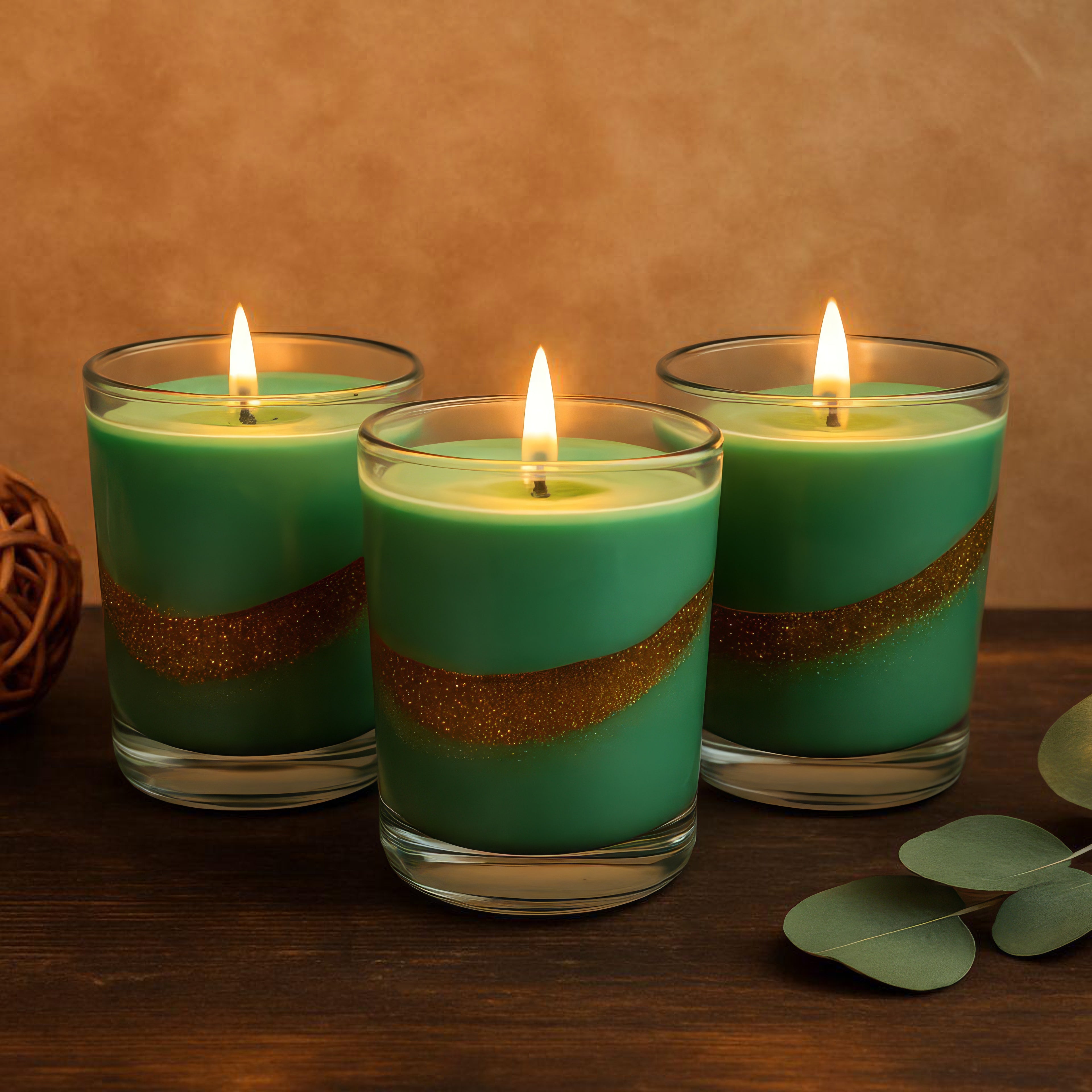 Rosemary & Eucalyptus Gold Swirl Candle
