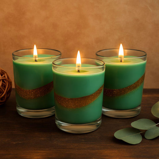 Rosemary & Eucalyptus Gold Swirl Candle