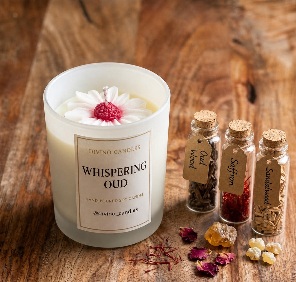 Whispering Oud scented soy candle